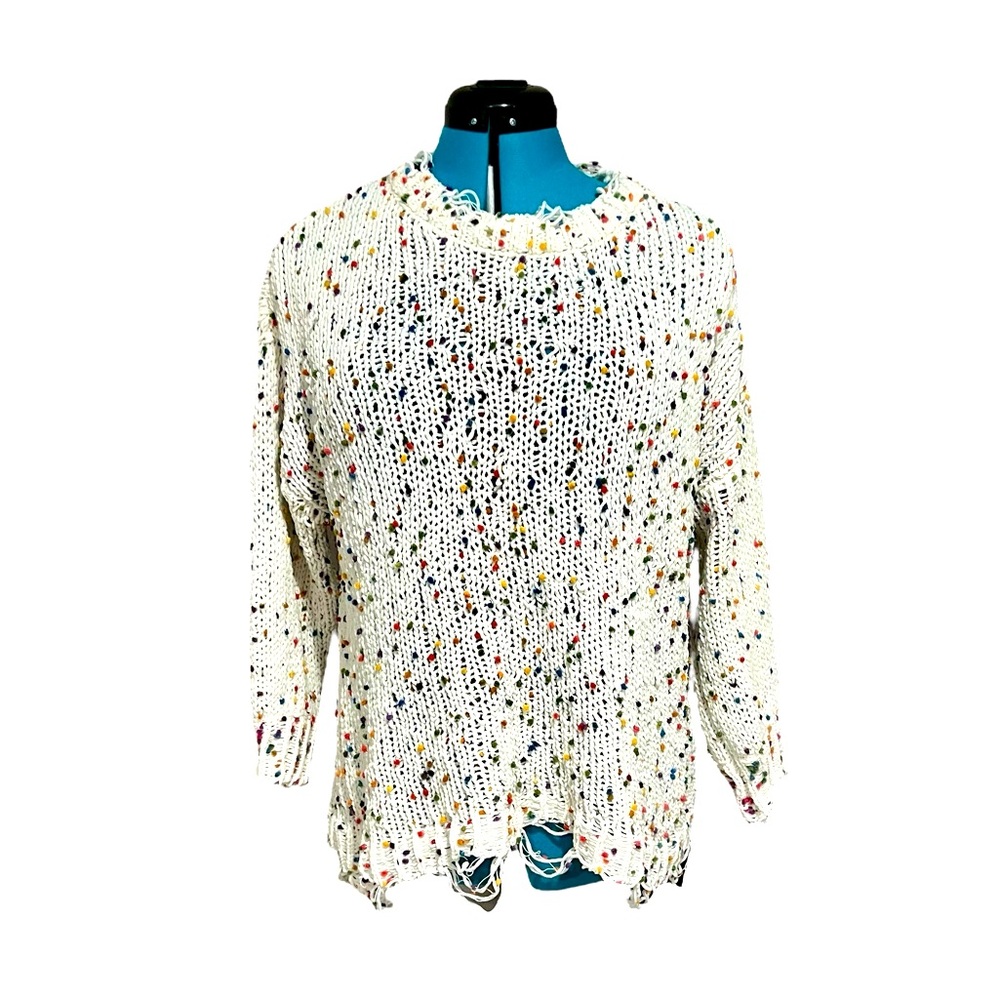 ⭐️ AndTheWhy Rainbow‎ Speckled Knit Open Knit Sweater ⭐️